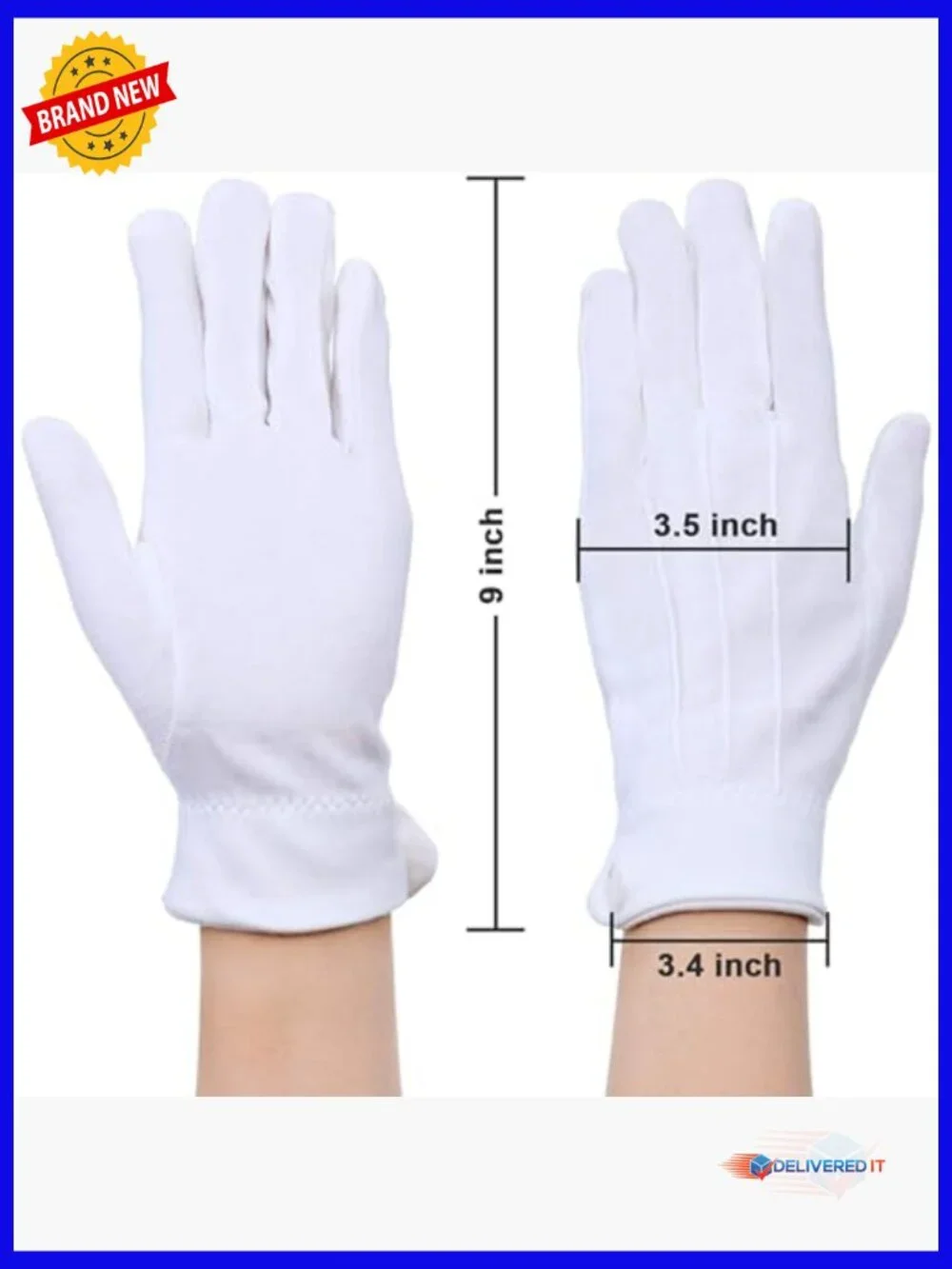 White Cotton Formal Marching Gloves Tuxedo Guard Parade 100 Pairs Washable